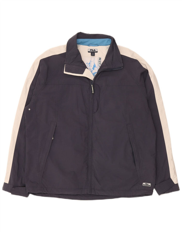 Мужская ветровка FILA IT 50, большая, темно-синяя, с цветными блоками, полиамид