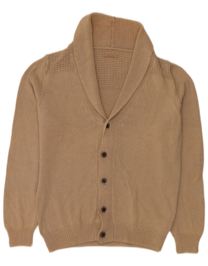 Мужской кардиган Massimo Dutti, хлопковый свитер среднего бежевого цвета