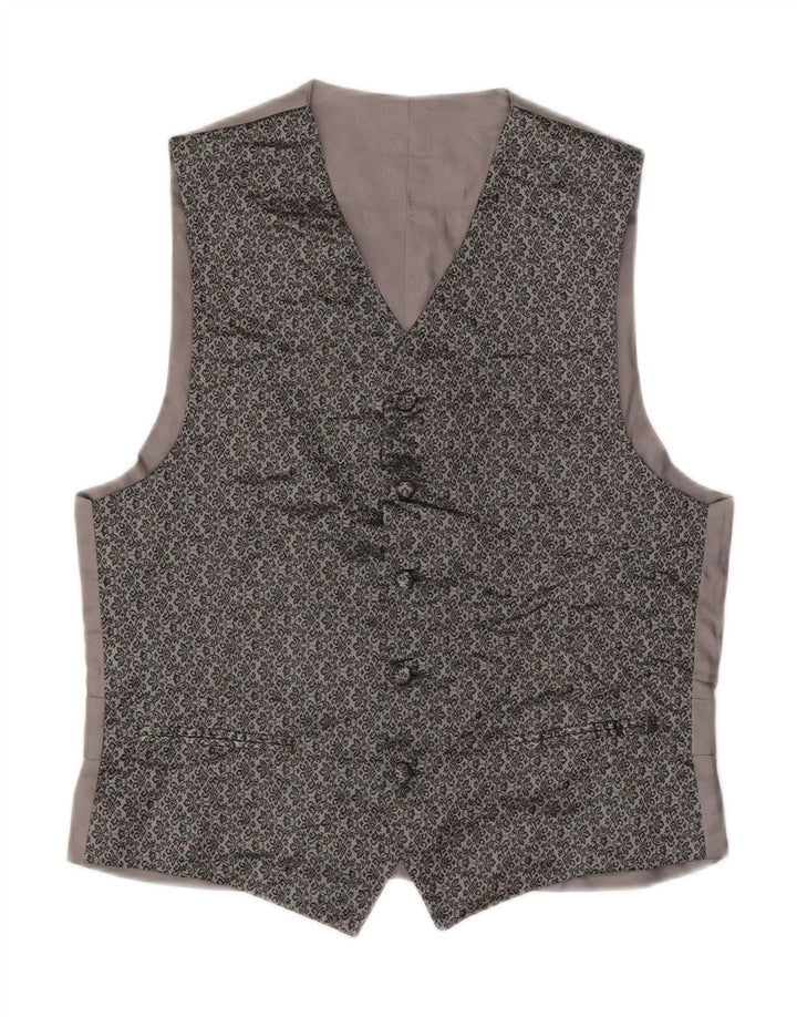 VINTAGE Mens Waistcoat IT 48 Medium Grey Paisley Acetate Vintage Vintage and Second-Hand Vintage from Messina Hembry 