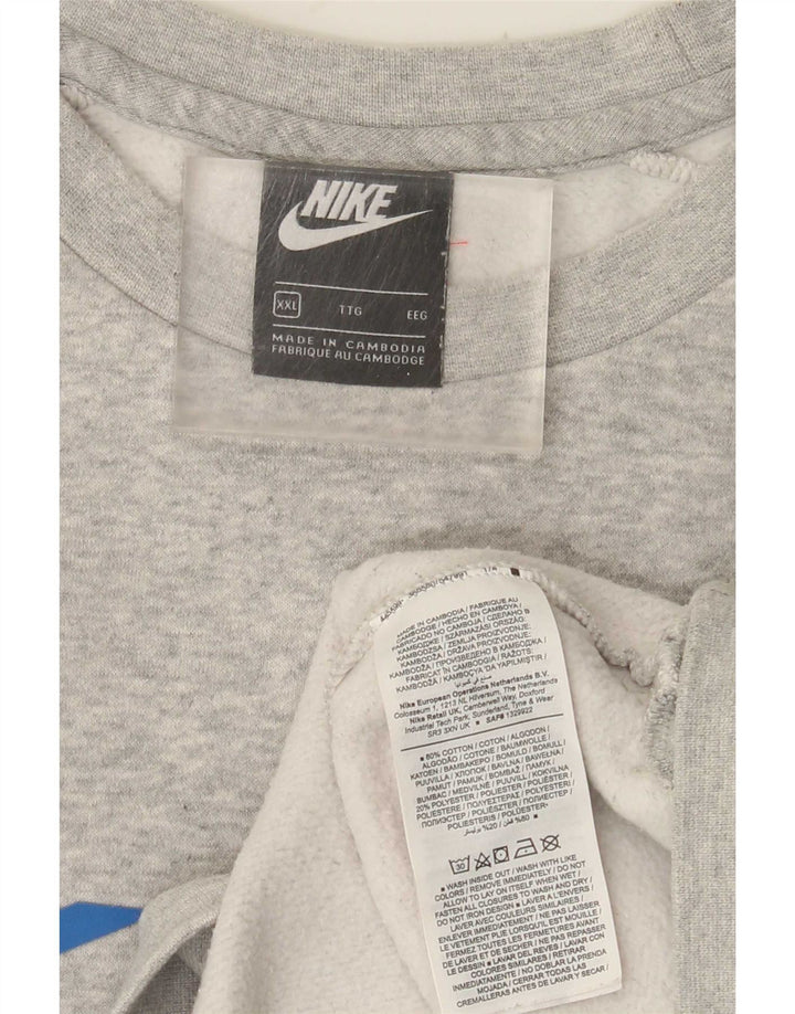 Мужской свитшот NIKE 2XL, серый хлопок с цветными блоками