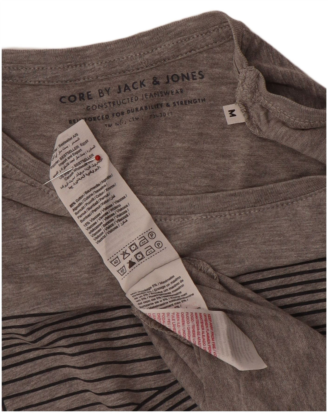 Мужская футболка с рисунком Jack & Jones, хлопковый топ среднего серого цвета
