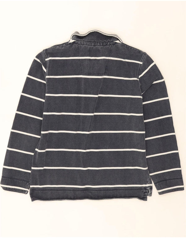 CREW CLOTHING Mens Zip Neck Sweatshirt Jumper Medium Navy Blue Striped