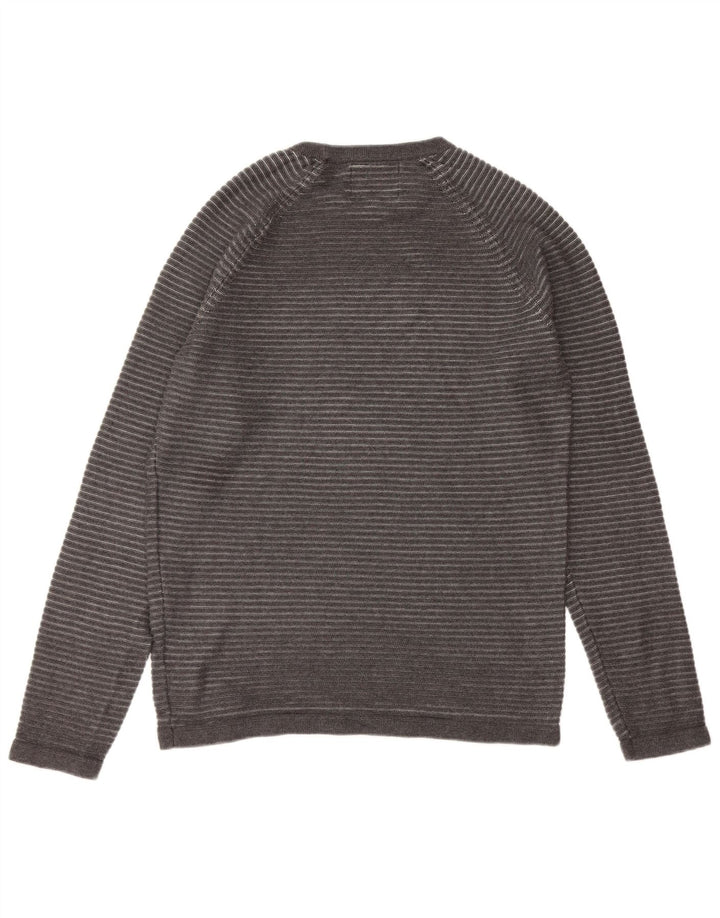 Мужской джемпер с круглым вырезом JACK & JONES, большой серый в тонкую полоску