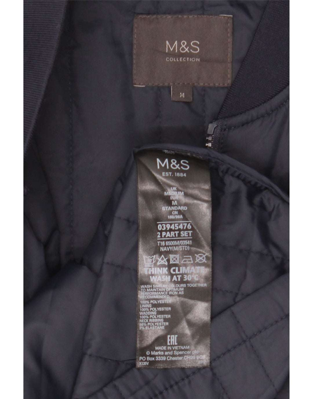 Мужская подкладка без рукавов Marks & Spencer UK 38, средний темно-синий полиэстер
