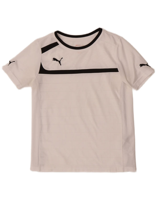 Футболка Puma Regular с рисунком для мальчиков, топ 11–12 лет, белая с цветными блоками