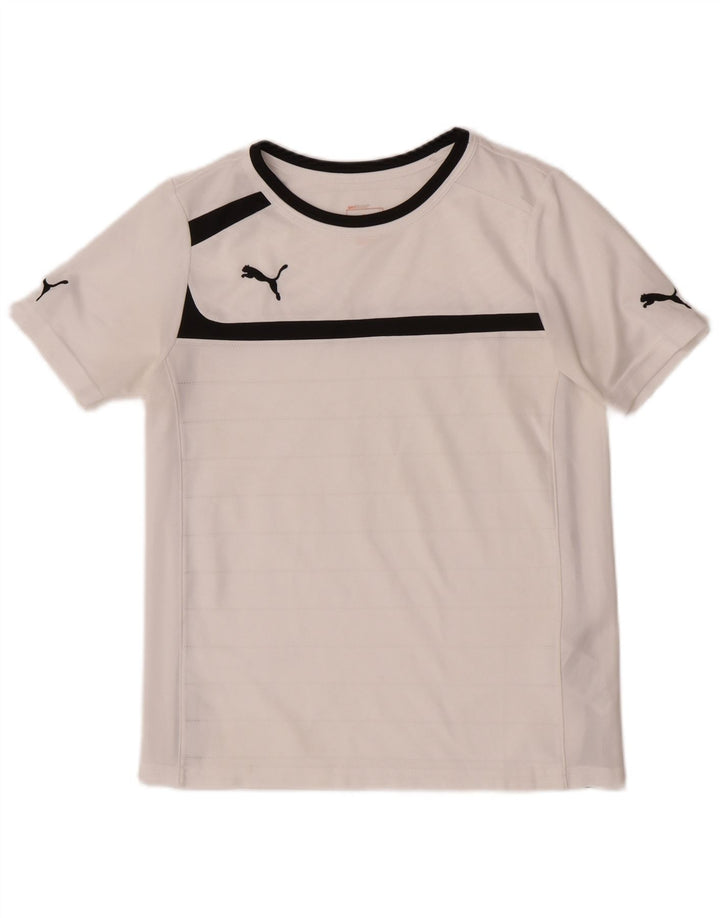 Футболка Puma Regular с рисунком для мальчиков, топ 11–12 лет, белая с цветными блоками