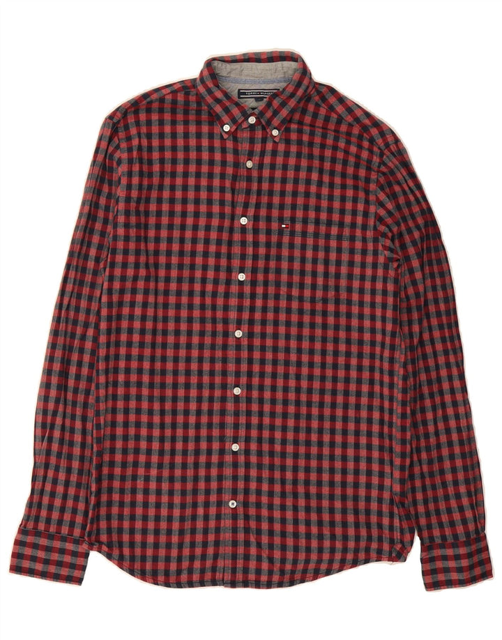 TOMMY HILFIGER Mens Flannel Shirt Small Red Check Cotton Vintage Tommy Hilfiger and Second-Hand Tommy Hilfiger from Messina Hembry 
