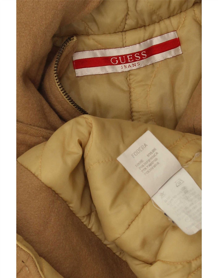 Женская парка Guess с капюшоном UK 14, большая, бежевый нейлон