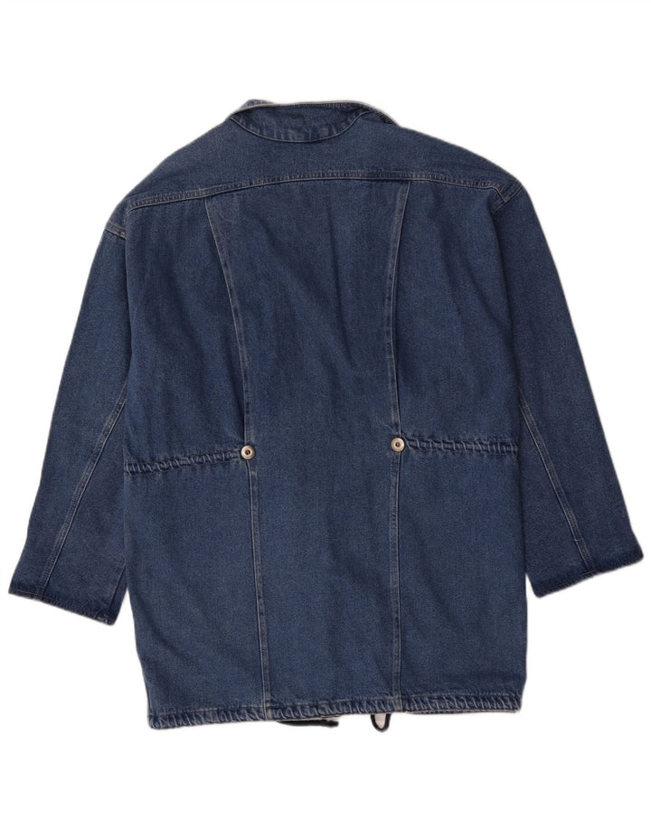 Винтажный женский удлиненный двубортный пиджак, Великобритания, 16, большой синий цвет