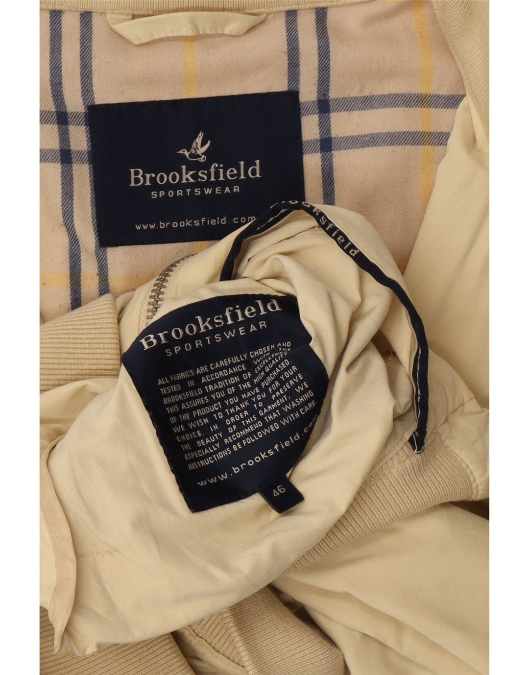 Мужской бомбер Brooksfield IT 46 маленький бежевый полиэстер