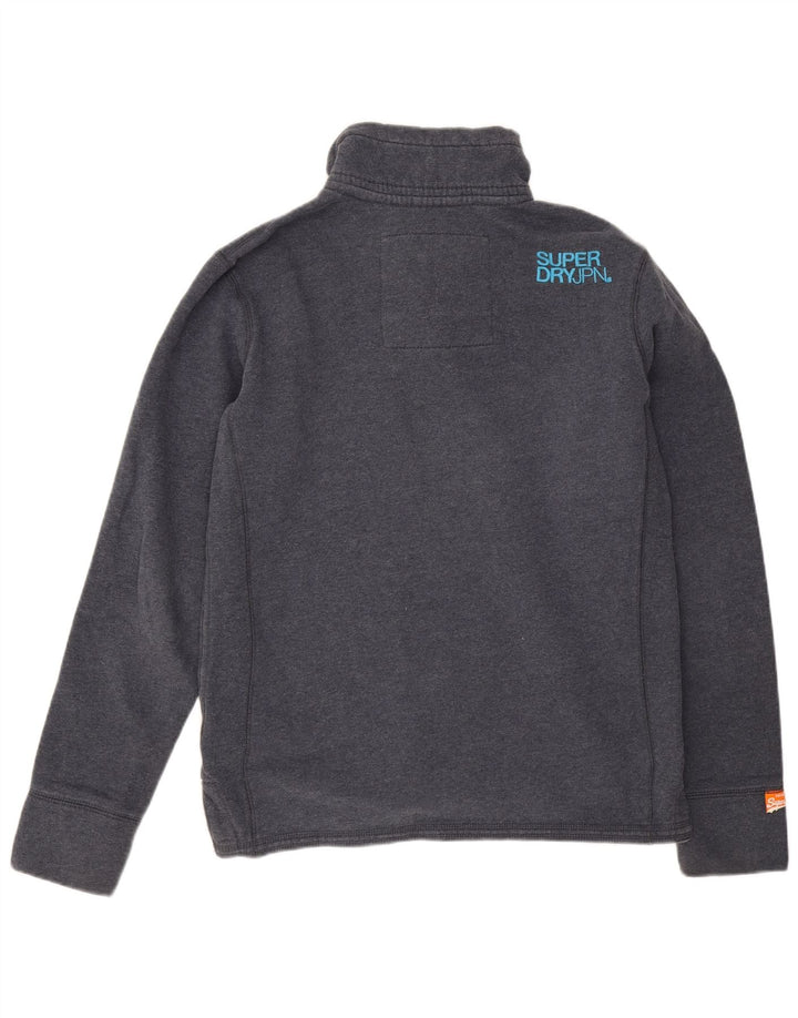 Мужской свитер Superdry с воротником на пуговицах, большой темно-синий хлопковый джемпер