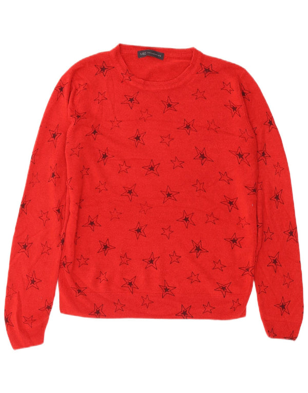 Женский джемпер с вырезом «лодочка» MARKS & SPENCER UK 14, большой красный с геометрическим узором