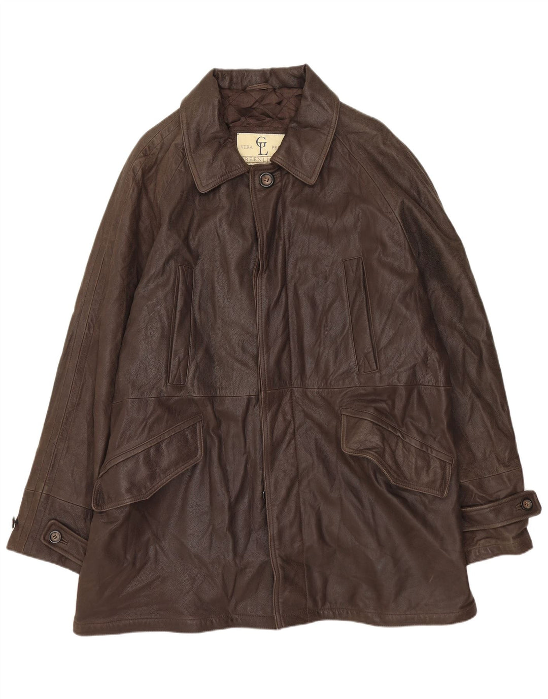 GREEN LEAVES Мужская кожаная куртка IT 50, большая коричневая кожа