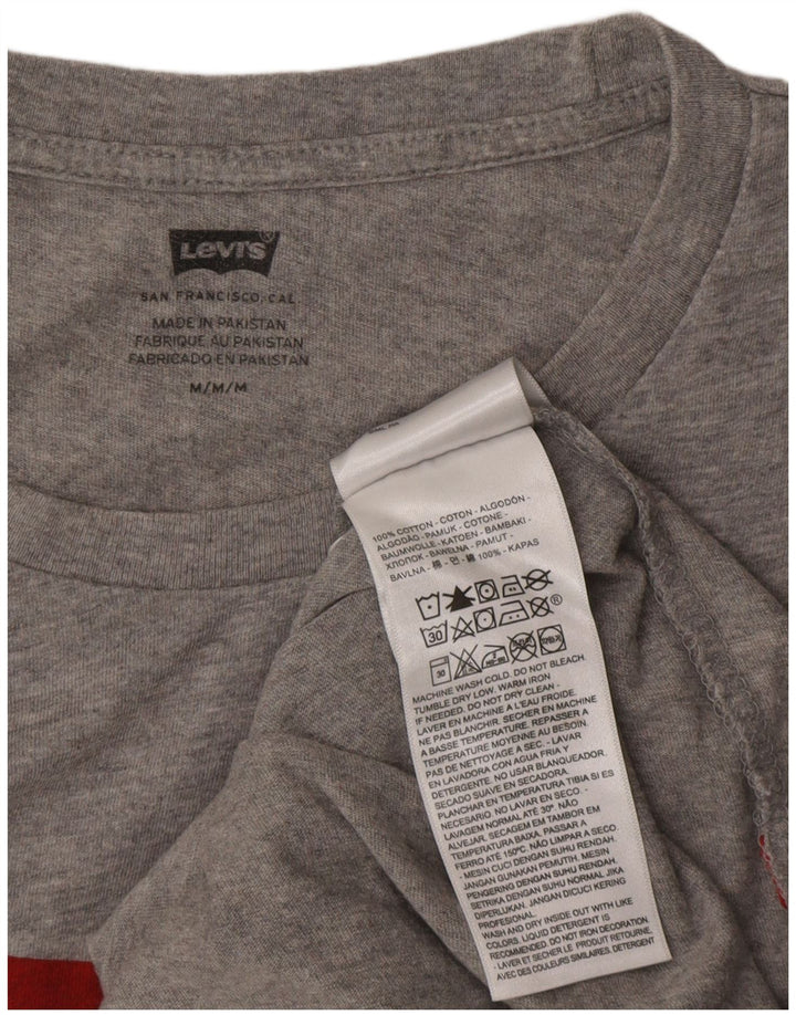 Мужская футболка с рисунком Levi's, хлопковый топ среднего серого цвета с крапинками