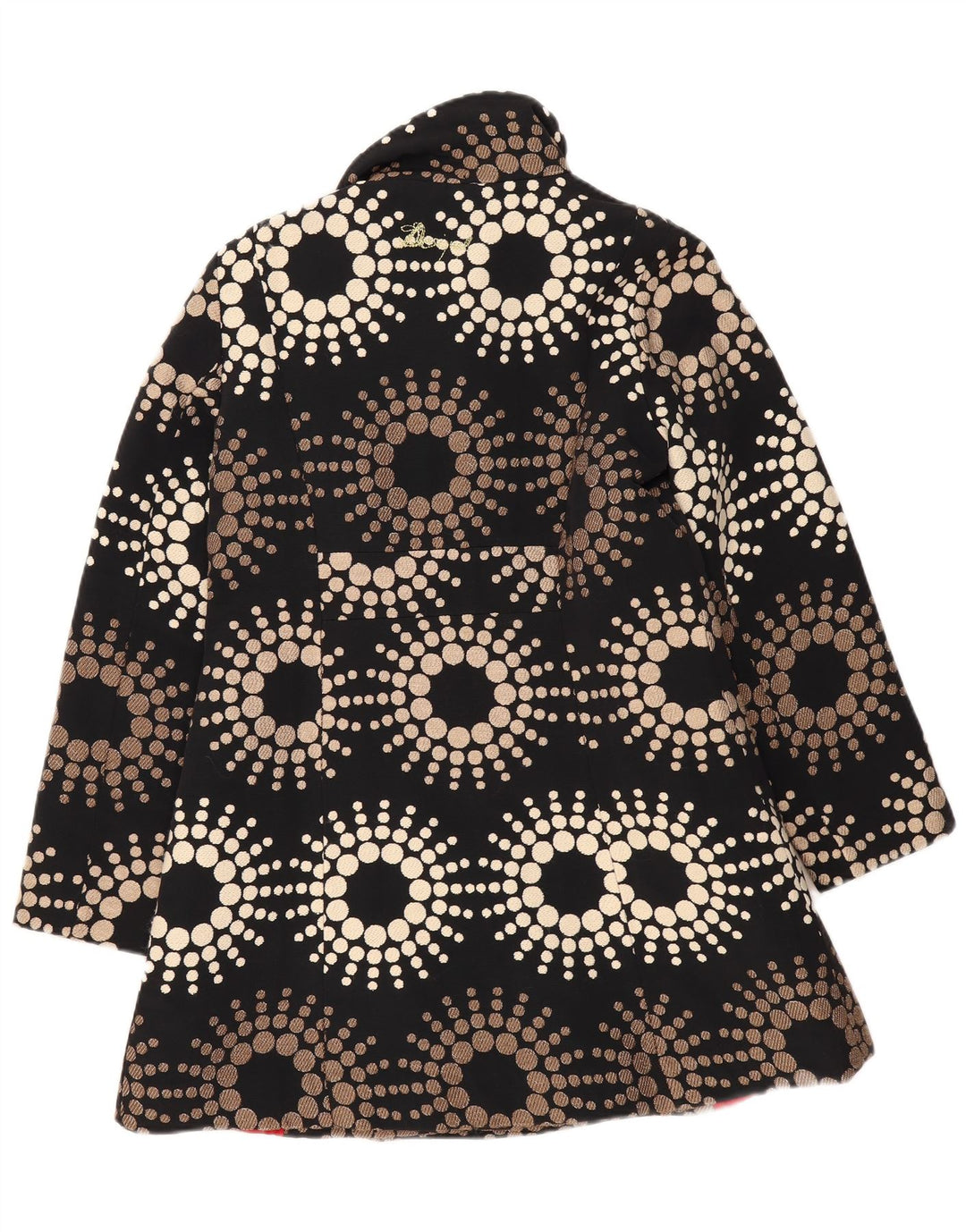 Женское пальто Desigual EU 44 XL, черное, полиэстер с геометрическим рисунком