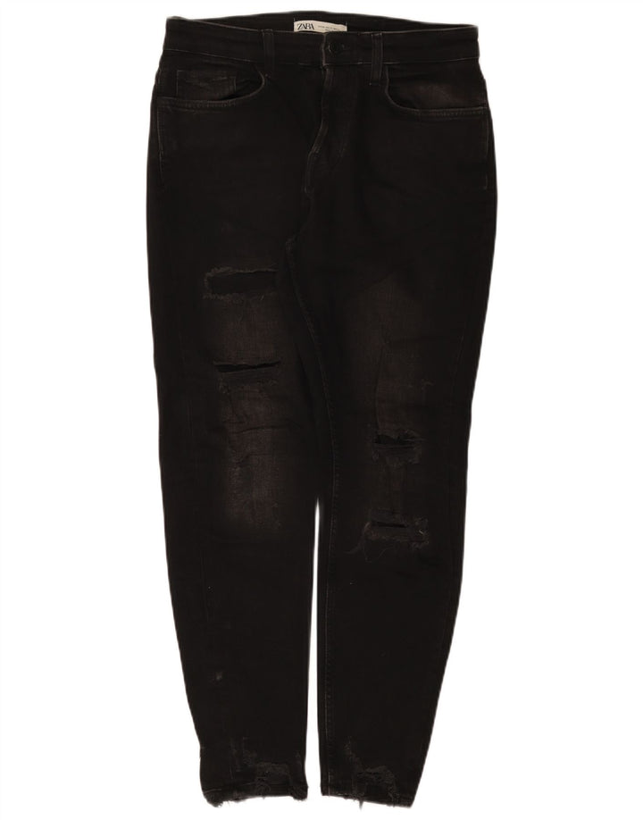 Мужские потертые узкие джинсы Zara EU 40 Medium W31 L28, черный хлопок