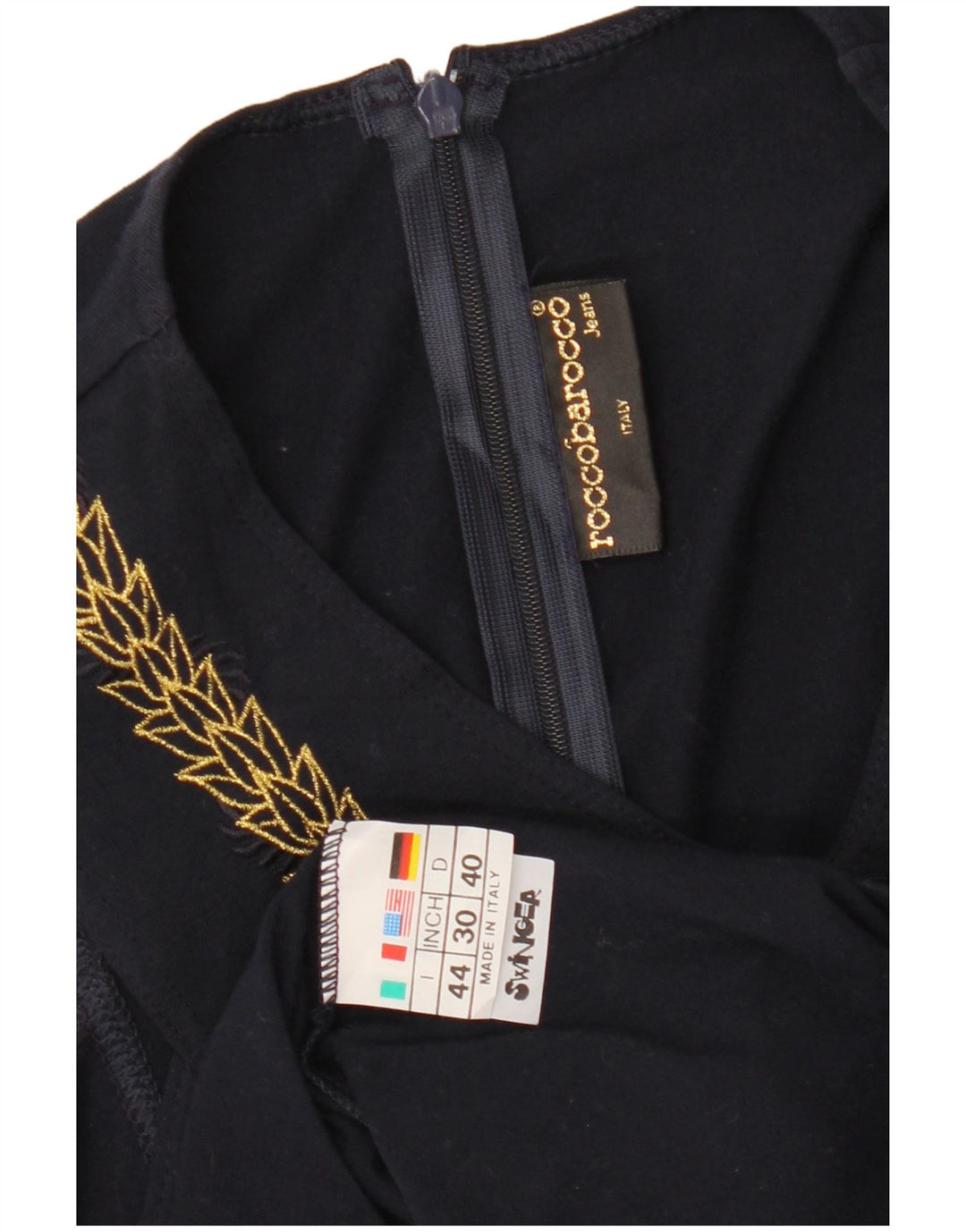 ROCCOBAROCCO Женская блузка без рукавов IT 44 Средний Темно-синий с цветочным принтом