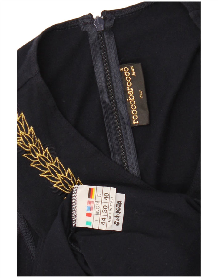 ROCCOBAROCCO Женская блузка без рукавов IT 44 Средний Темно-синий с цветочным принтом