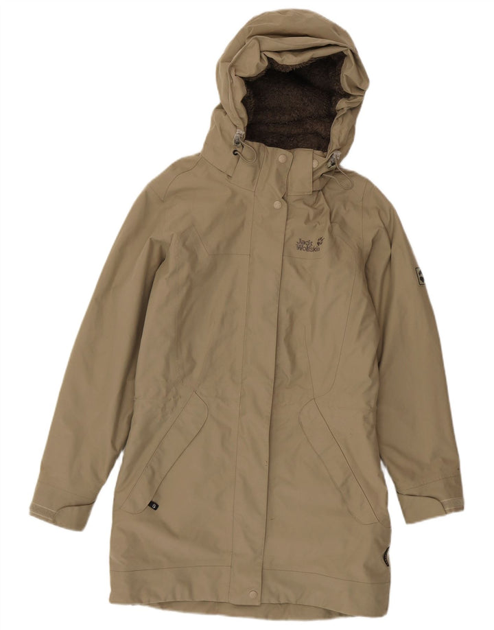 Женская парка Jack Wolfskin с капюшоном UK 8, маленький цвет хаки, полиэстер