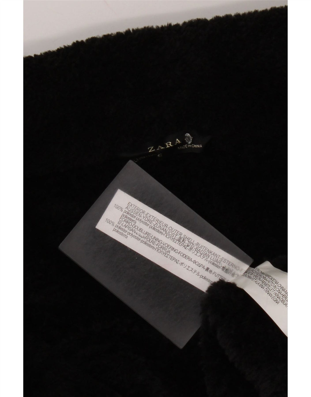 Мужская куртка шерпа Zara UK 40, большая, черная, полиэстер
