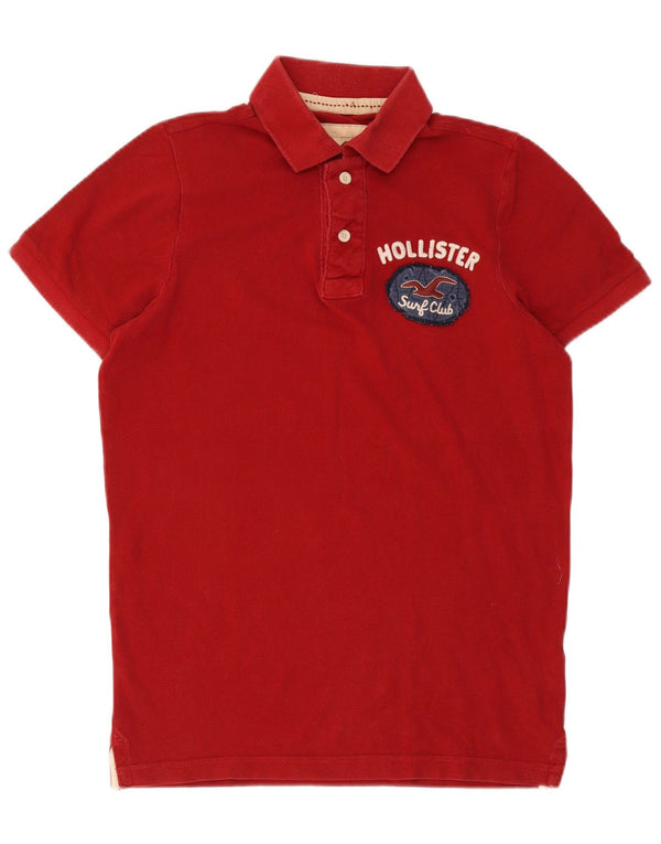 Мужская рубашка поло с рисунком Hollister, средний красный хлопок, хлопок
