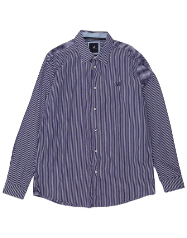 Crew Clothing Мужская приталенная рубашка XL из хлопка в синюю полоску