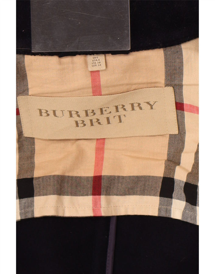 Burberry Женский дафлкот оверсайз с капюшоном UK 6 XS Темно-синий Классический Классический