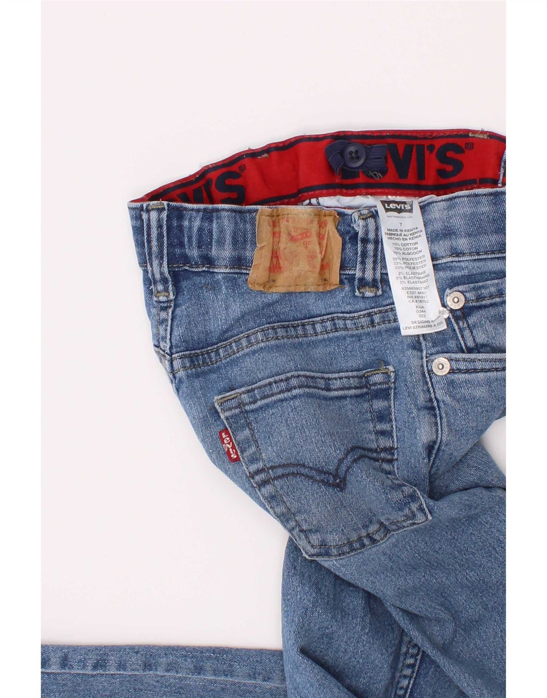 Levi's Прямые джинсы с потертостями для мальчиков 6–7 лет W22 L21, синий хлопок