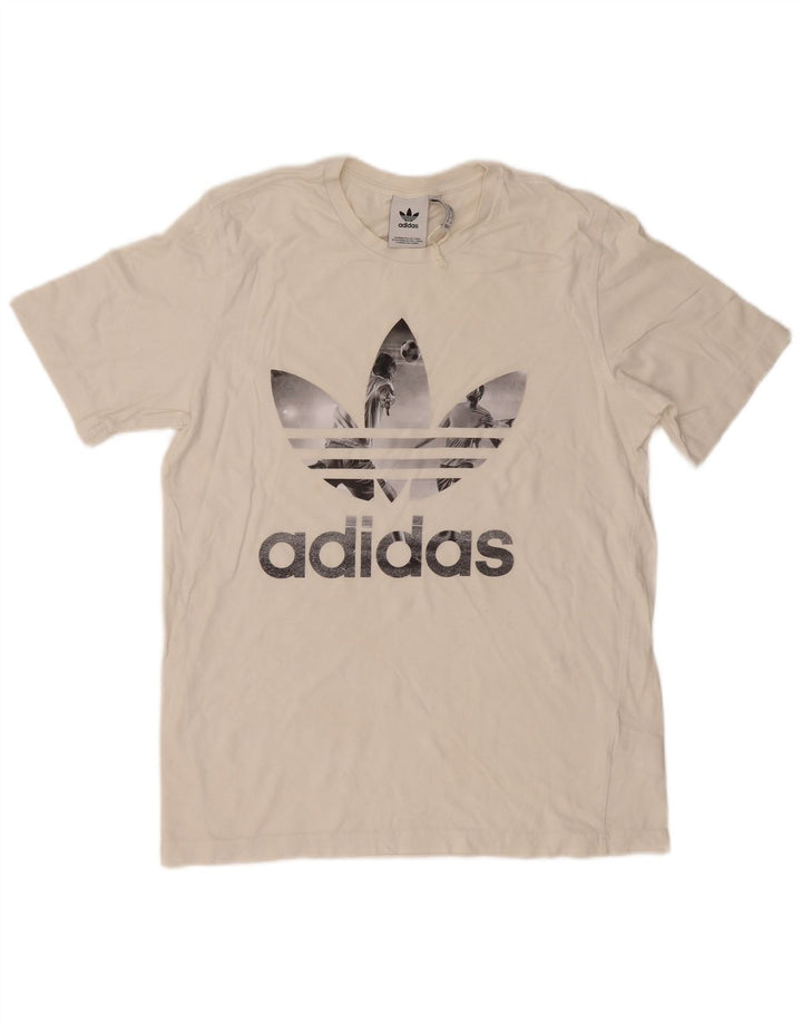 Adidas Мужская футболка с рисунком Топ среднего размера, белый хлопок