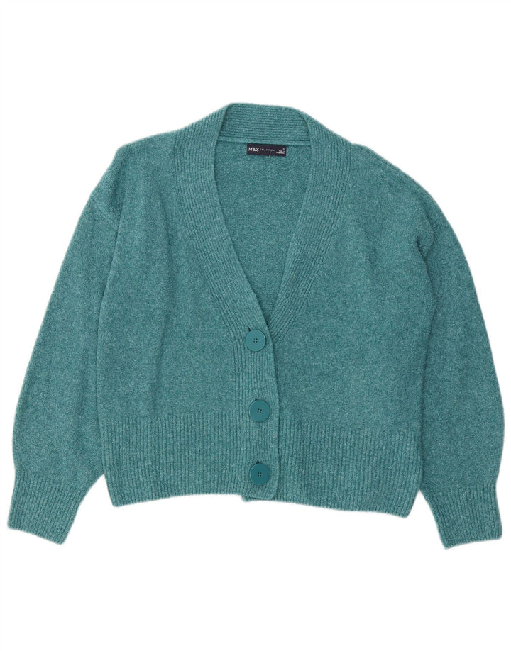 Женский кардиган Marks & Spencer UK 14, средний бирюзовый хлопок
