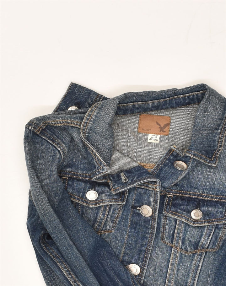 AMERICAN EAGLE OUTFITTERS Womens Crop Denim Jacket UK 6 XS Blue Cotton | Vintage American Eagle Outfitters | Thrift | Second-Hand American Eagle Outfitters | Used Clothing | Messina Hembry 