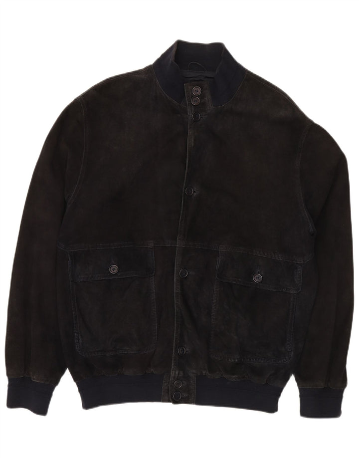 Мужской замшевый бомбер VINTAGE IT 52 XL Темно-синий кожаный