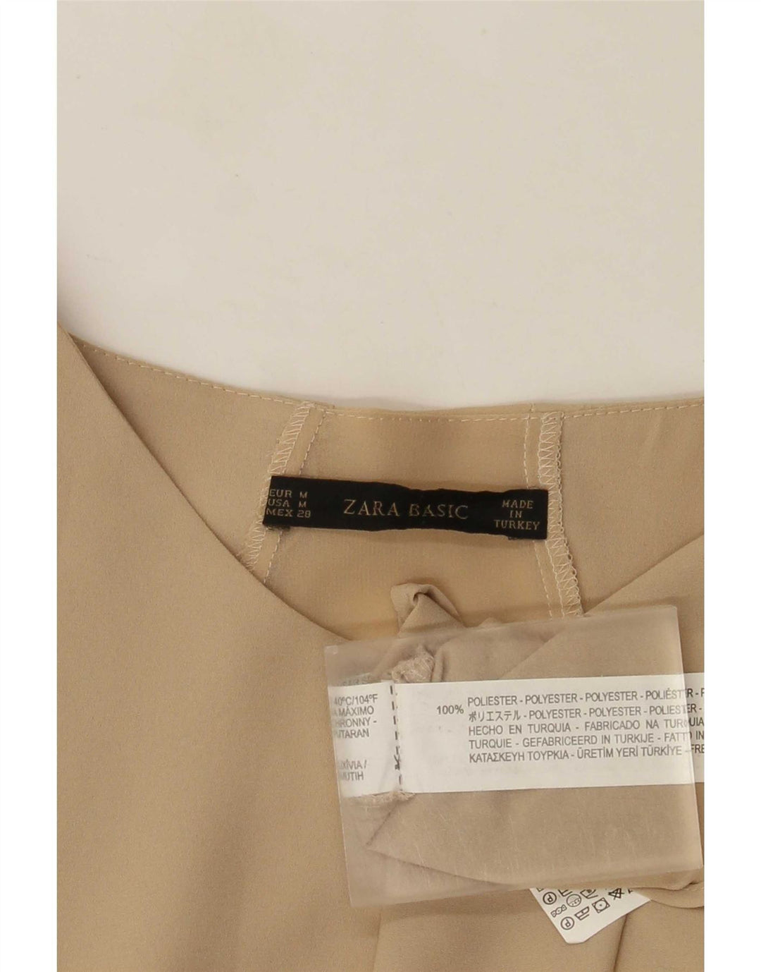 Женская блузка с длинным рукавом Zara Top UK 14, средний бежевый полиэстер