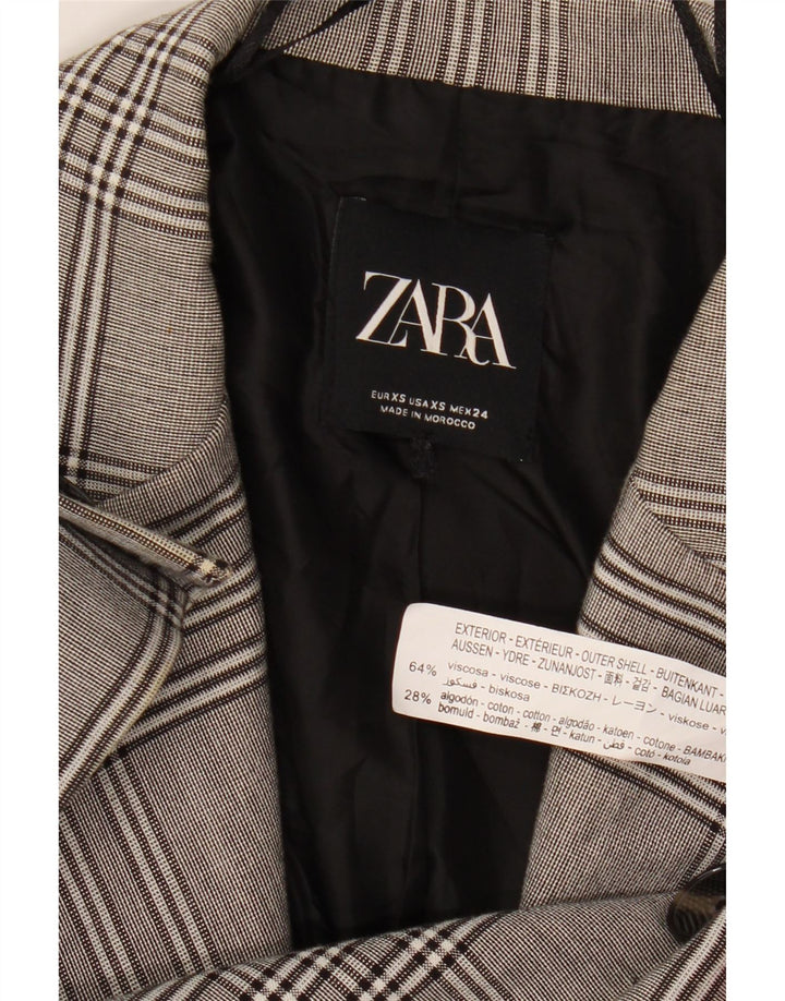 Женский пиджак оверсайз с 2 пуговицами Zara UK 6 XS, серая вискоза в клетку