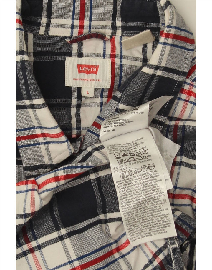 Мужская рубашка Levi's, большая темно-синяя клетка в клетку, хлопок