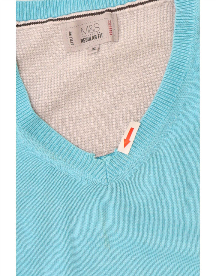 Мужской джемпер обычного кроя с v-образным вырезом Marks & Spencer XL, синий