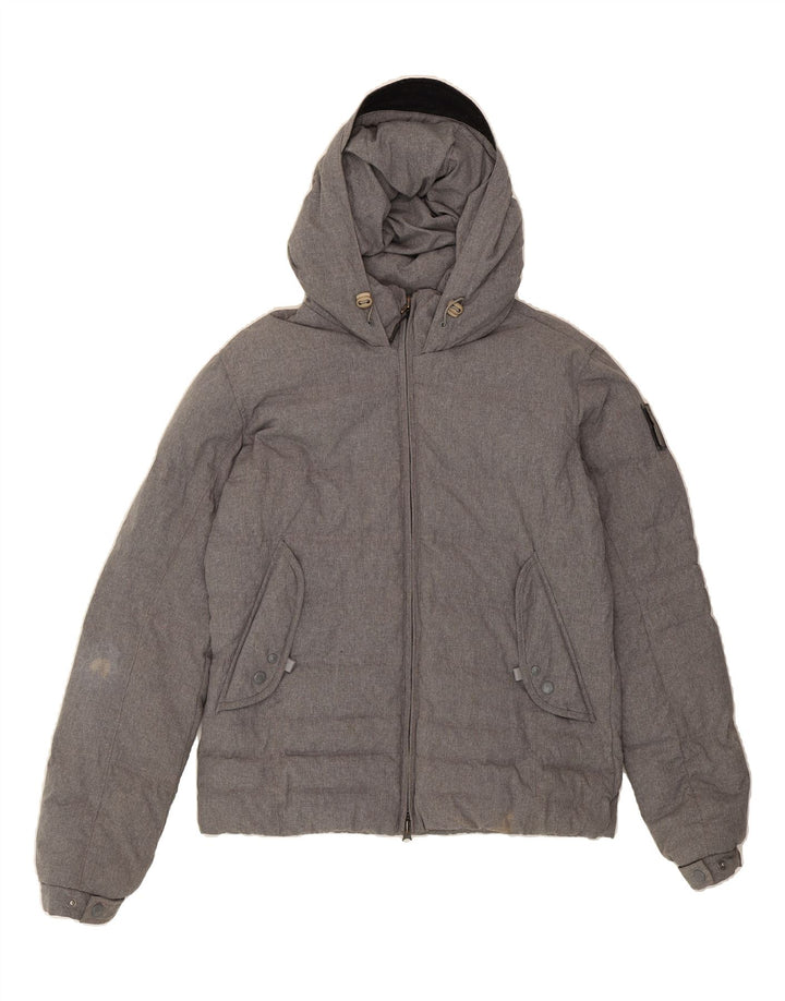 BOMBOOGIE Mens Hooded Padded Jacket UK 38 Medium Grey Nylon Vintage Bomboogie and Second-Hand Bomboogie from Messina Hembry 