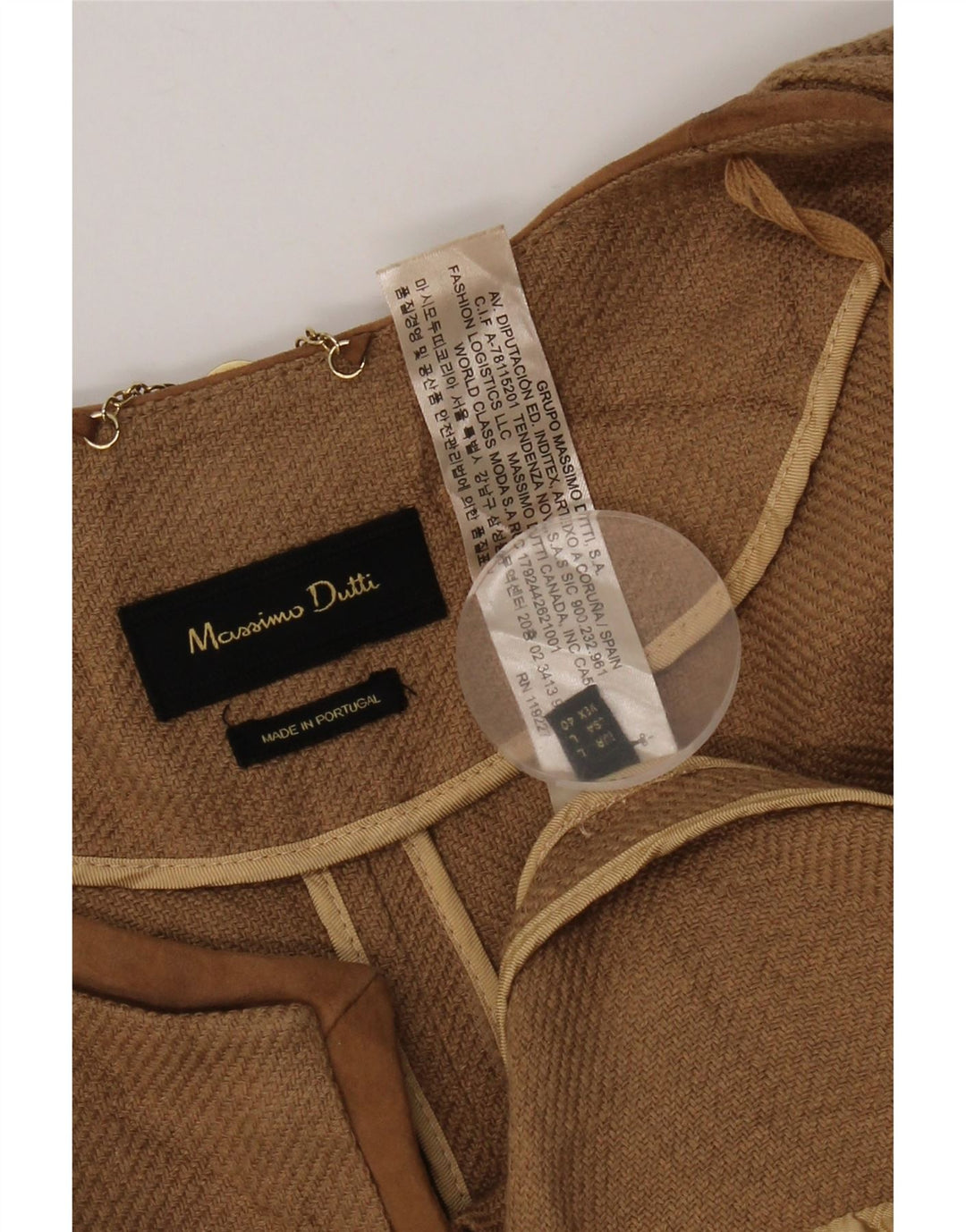 Женский открытый блейзер с рукавами 3/4 Massimo Dutti UK 16, большой коричневый льняной пиджак