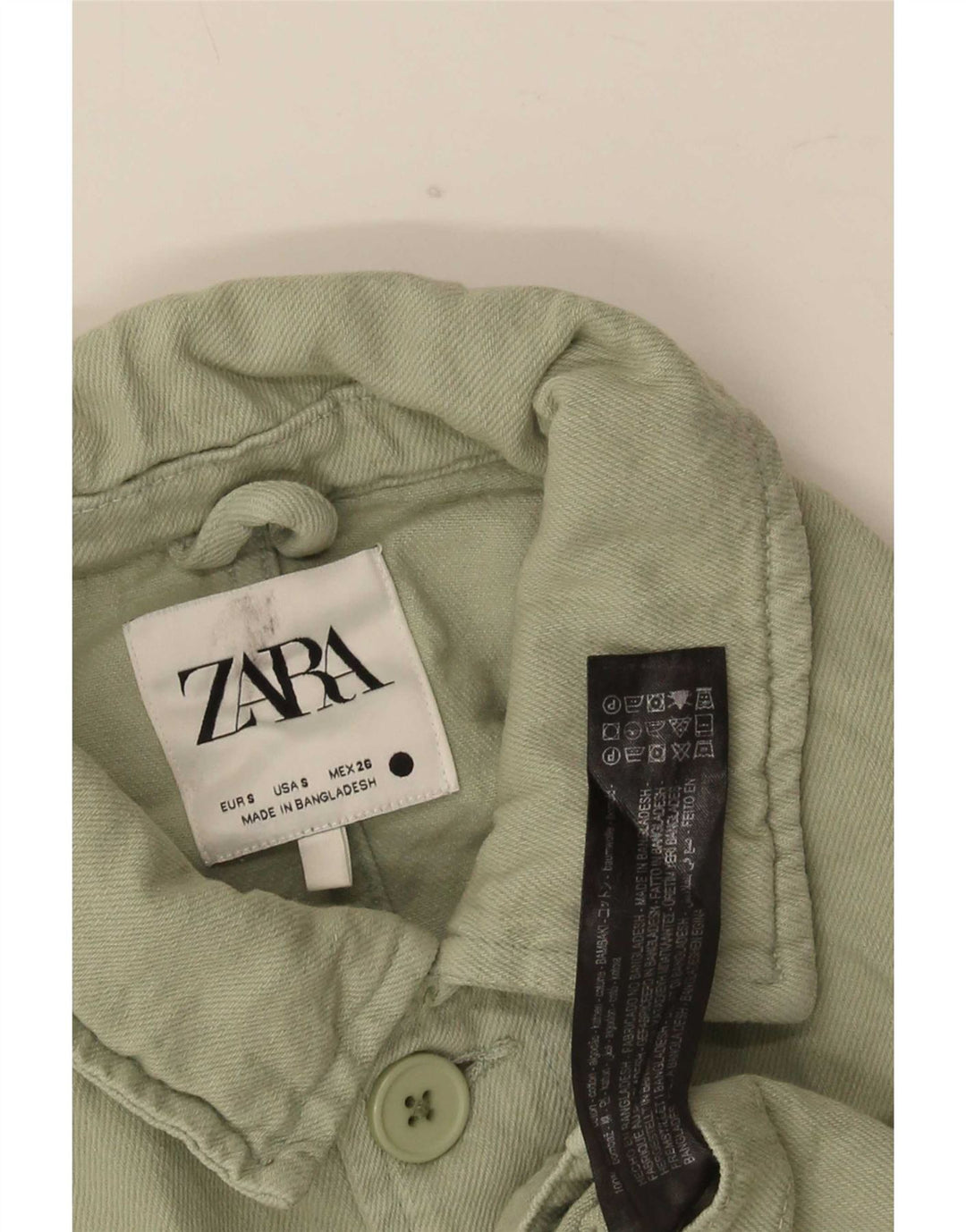 Мужская куртка Zara UK 36, маленькая, зеленая, хлопок