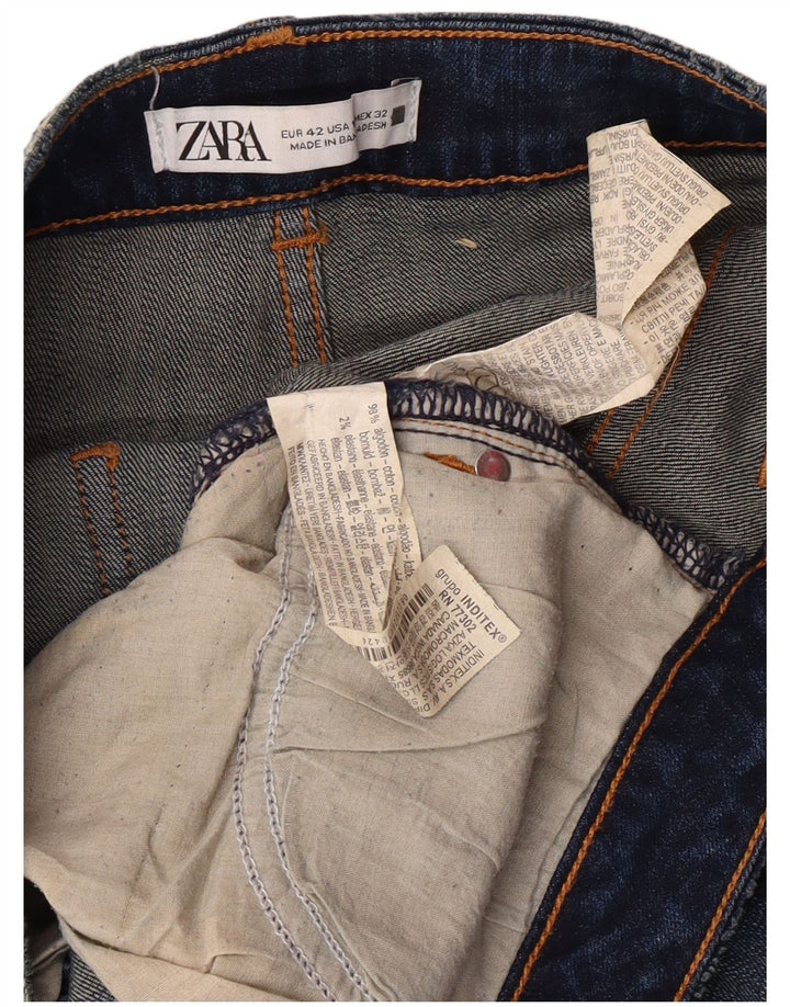 Женские узкие джинсы Zara EU 42, большие W32 L28, синие, хлопковые, классические