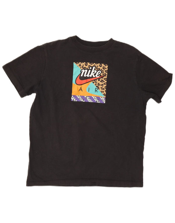 Женская футболка свободного кроя с рисунком NIKE, топ UK 10, маленький размер, черный хлопок