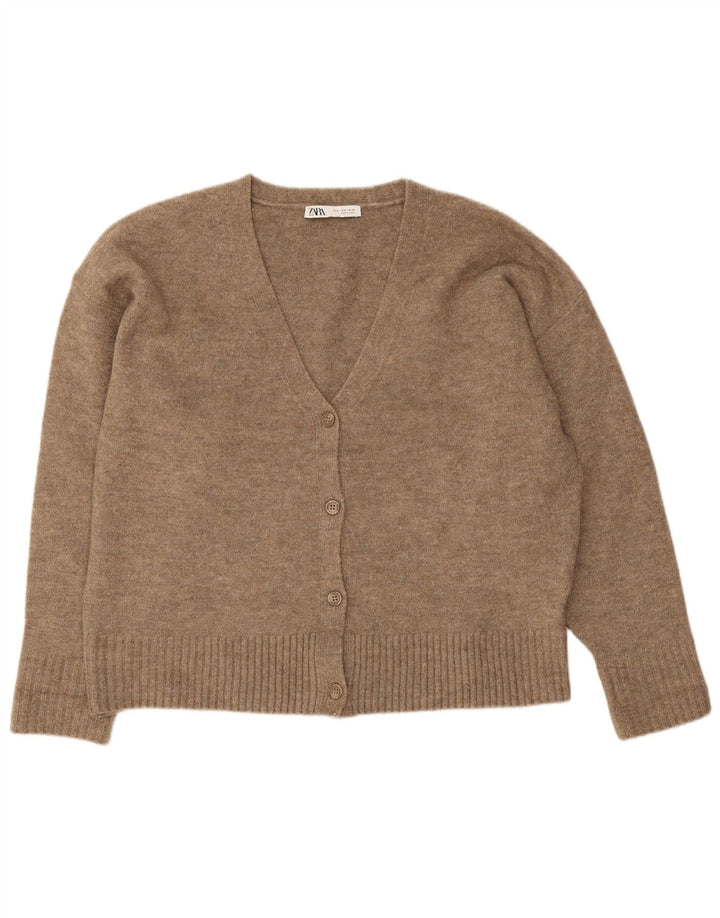 Женский свободный кардиган Zara UK 14, средний коричневый акрил