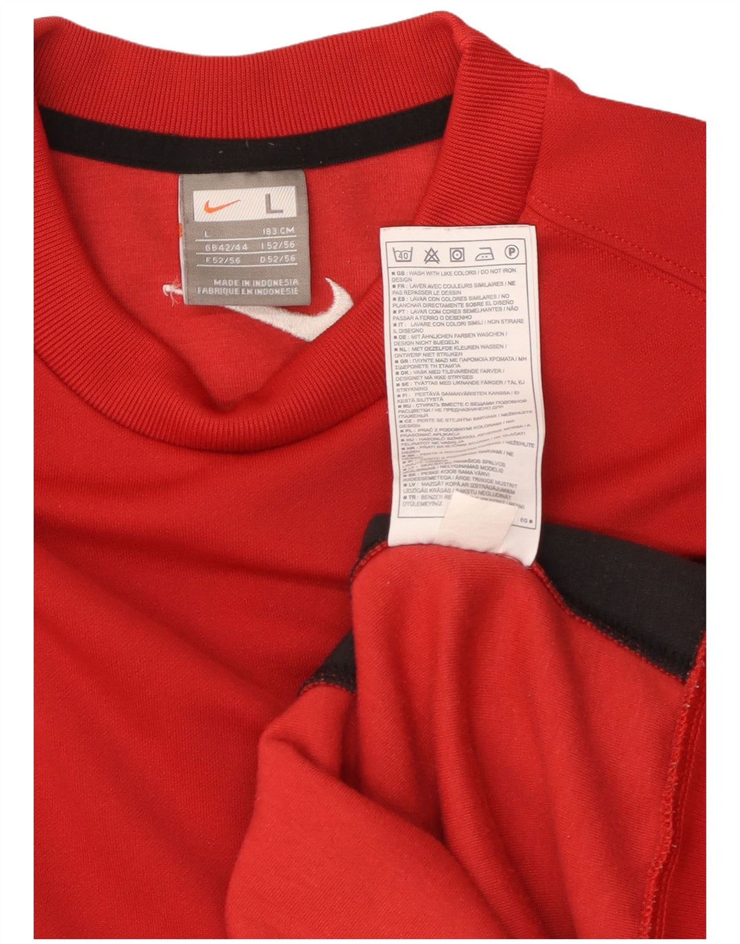 Мужской свитер NIKE UK 42/44, большой красный полиэстер с цветными блоками
