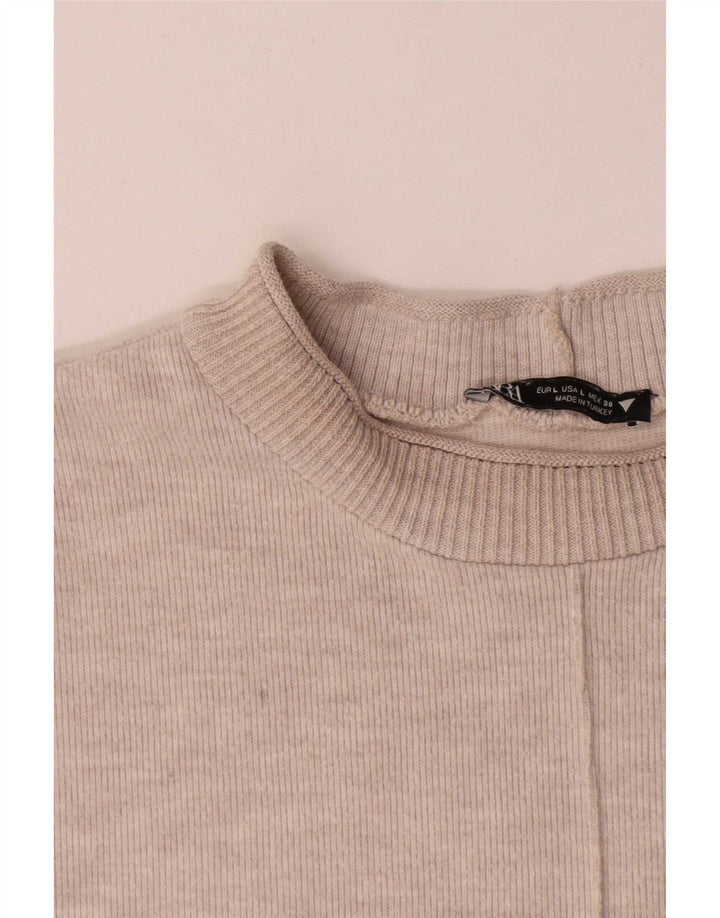 Женское платье прямого кроя Zara UK 16, большой размер, бежевый хлопок