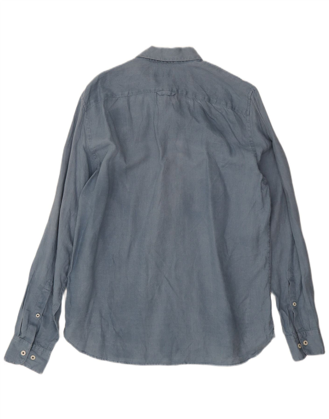 Мужская рубашка приталенного кроя Timberland из льна среднего синего цвета