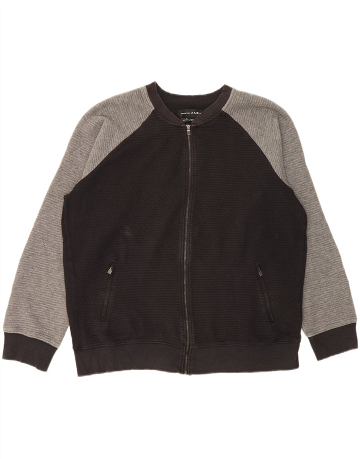 Мужской спортивный костюм Zara 2XL, черный хлопок с цветными блоками