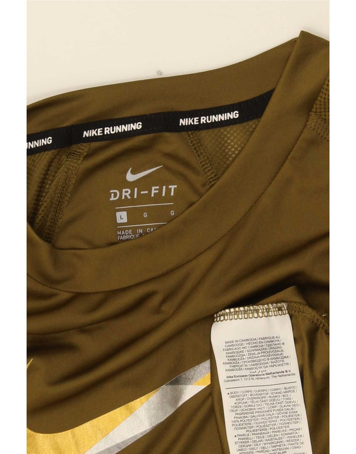 Мужская футболка Nike Dri Fit с графическим рисунком, большой полиэстер цвета хаки