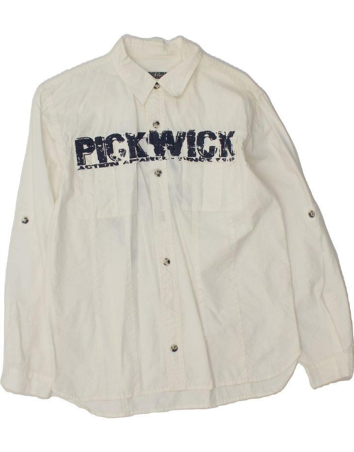 PICKWICK Boys Graphic Shirt 11-12 Years White Cotton Vintage Pickwick and Second-Hand Pickwick from Messina Hembry 