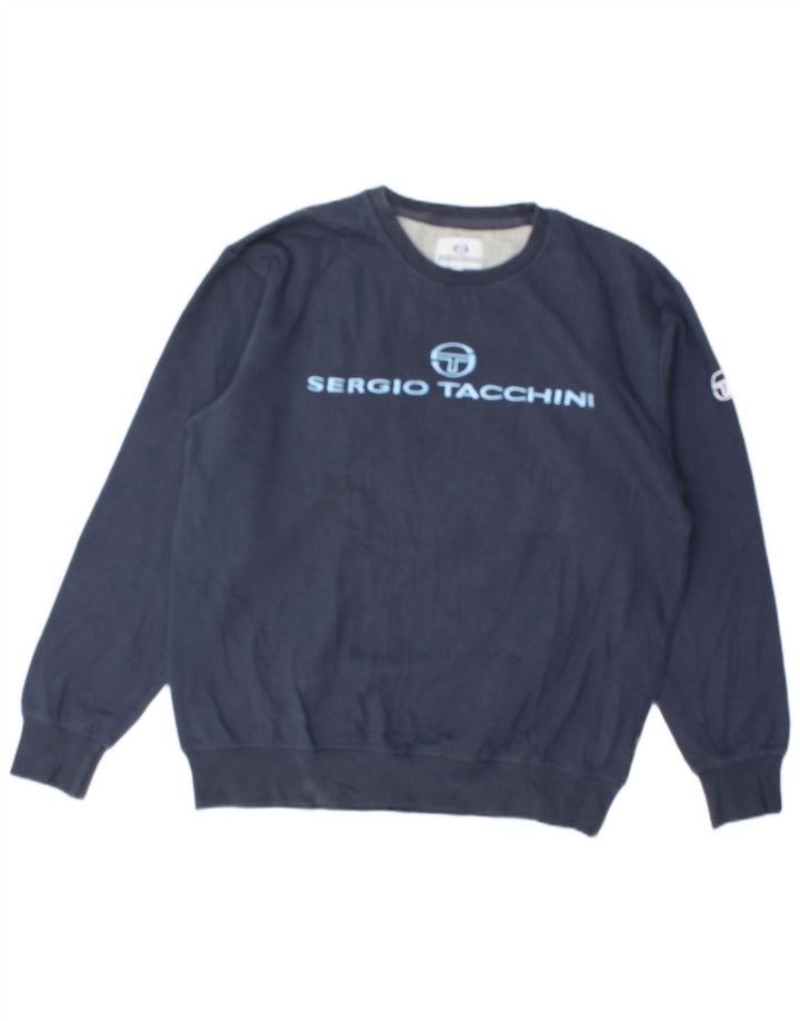 SERGIO TACCHINI Мужской свитшот с рисунком, джемпер среднего размера, темно-синий, хлопок