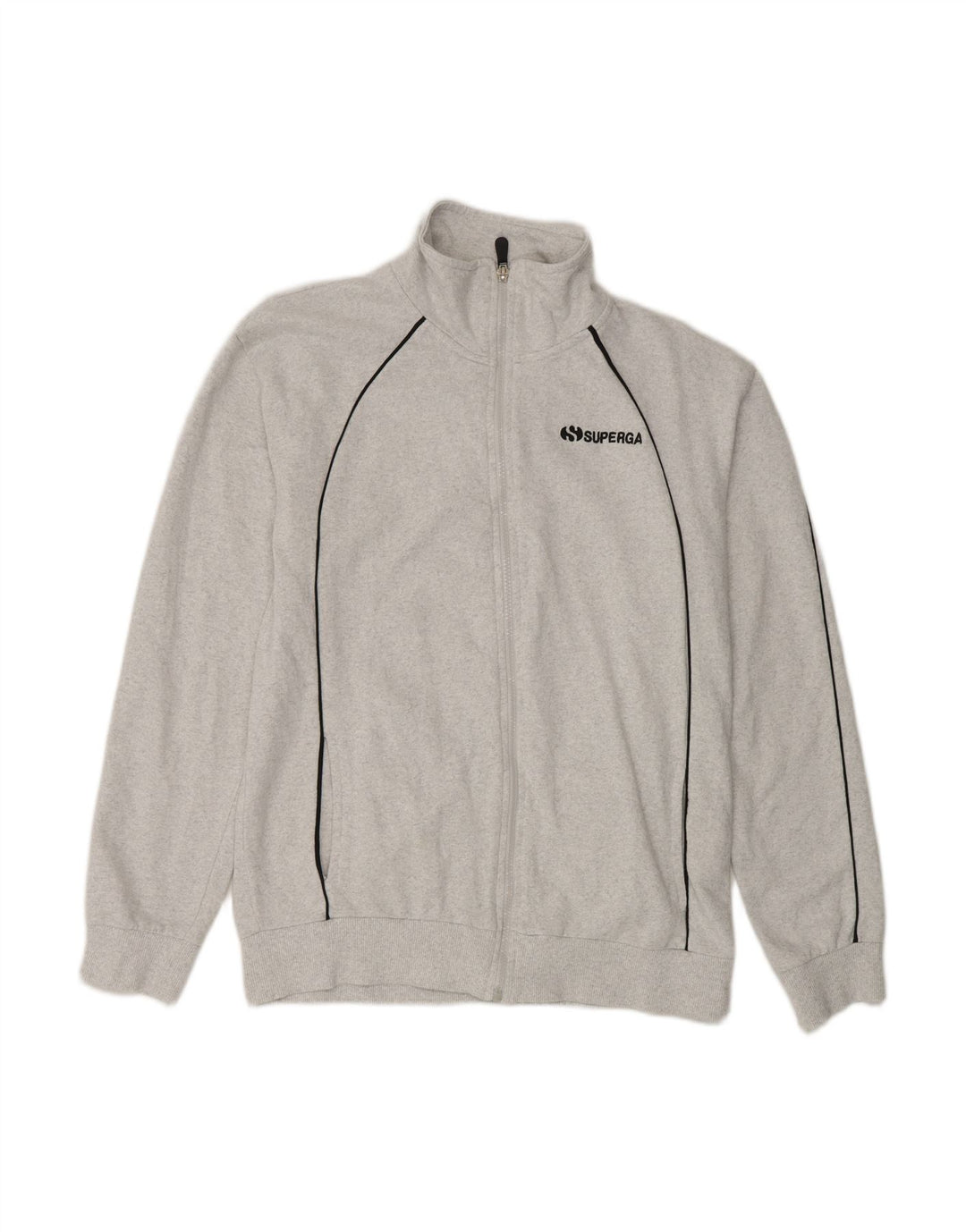 SUPERGA Womens Tracksuit Top Jacket UK 14 Medium Grey Cotton